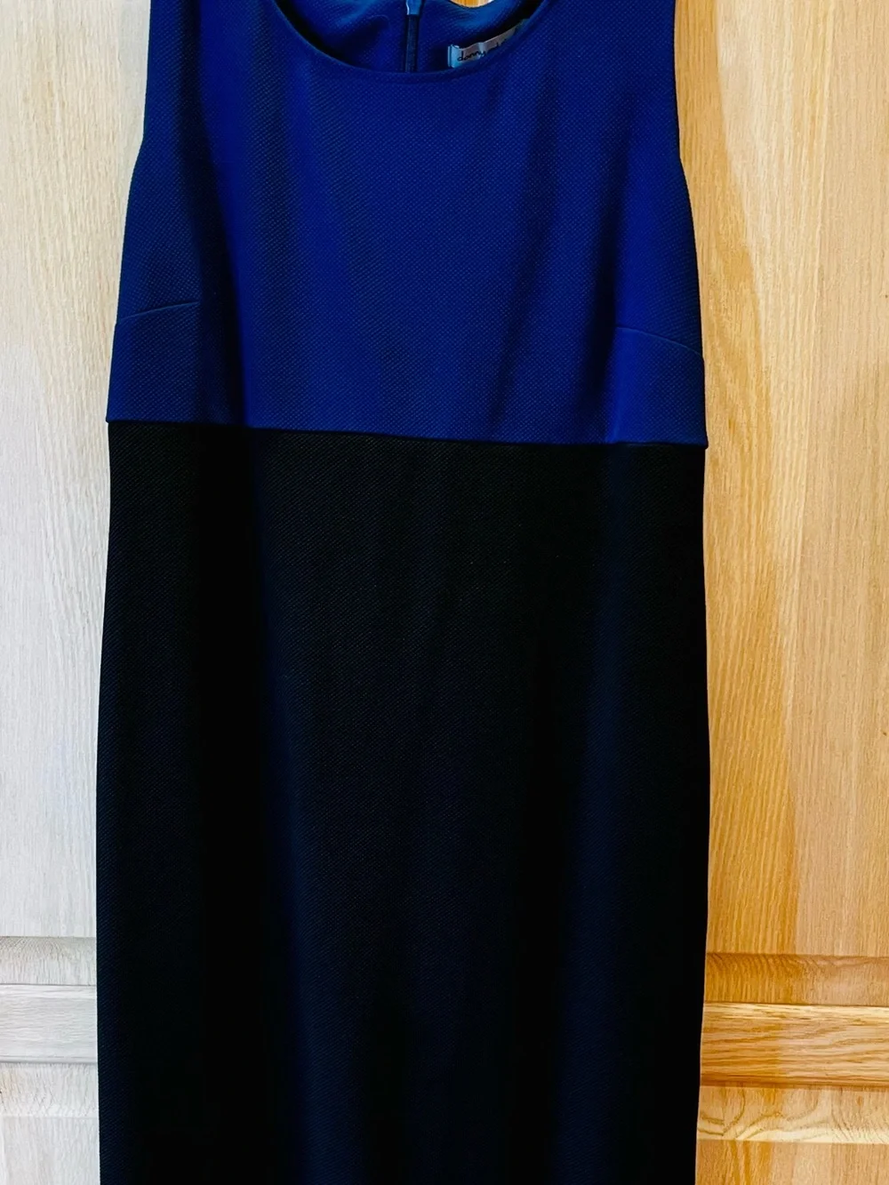 Danny & Nicole Blue, Black and Cream Chevron Sleeveless Dress and Jacket Set.